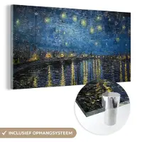 MuchoWow Glasschilderij 120x60 cm - Schilderij acrylglas - Sterrennacht boven de Orsay Parijs - Vincent Van Gogh - Foto op glas - Schilderijen