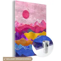 MuchoWow Glasschilderij 60x80 cm - Schilderij acrylglas - Bi - Roze - Marmer - Foto op glas - Schilderijen