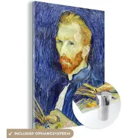 MuchoWow Glasschilderij 120x160 cm - Schilderij acrylglas - Zelfportret - Vincent van Gogh - Foto op glas - Schilderijen