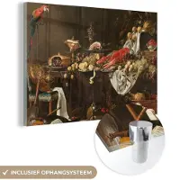 MuchoWow Glasschilderij 150x100 cm - Schilderij acrylglas - Pronkstilleven - Adriaen van Utrecht - Olieverf - Foto op glas - Schilderijen