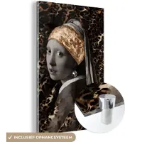 MuchoWow Glasschilderij 120x180 cm - Schilderij acrylglas - Het meisje met de parel - Johannes Vermeer - Goud - Foto op glas - Schilderijen