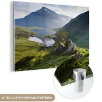 MuchoWow Glasschilderij 60x40 cm - Schilderij acrylglas - Landschap in Wales - Foto op glas - Schilderijen