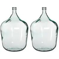 Mica Decorations 2x stuks fles vazen Diego 40 x 56 cm transparant gerecycled glas - Vazen
