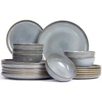 Asa selection Serviesset Saisons - Denim 18 delig / 6 personen - 6 dinerborden, 6 ontbijtborden en 6 kommen