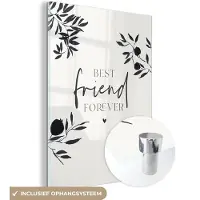 MuchoWow Glasschilderij 60x80 cm - Schilderij acrylglas - Besties - Spreuken - BFF - Quotes - Best friend forever - Foto op glas - Schilderijen
