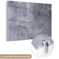 MuchoWow Glasschilderij 90x60 cm - Schilderij acrylglas - Leisteen - Beton - Retro - Structuren - Grijs - Rustiek - Foto op glas - Schilderijen