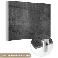 MuchoWow Glasschilderij 60x40 cm - Schilderij acrylglas - Structuur - Beton - Grijs - Industrieel - Rustiek - Foto op glas - Schilderijen