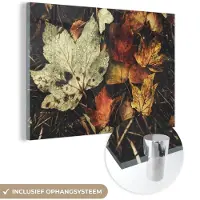 MuchoWow Glasschilderij 150x100 cm - Schilderij acrylglas - Herfstbladeren - Herfst - Seizoenen - Natuur - Foto op glas - Schilderijen