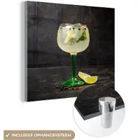 MuchoWow Glasschilderij 90x90 cm - Schilderij acrylglas - Drank - Wijnglas - Fruit - Foto op glas - Schilderijen