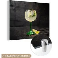 MuchoWow Glasschilderij 160x120 cm - Schilderij acrylglas - Drank - Wijnglas - Fruit - Foto op glas - Schilderijen