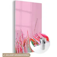 MuchoWow Glasschilderij 120x180 cm - Schilderij acrylglas - Zomer - Planten - Pastel - Foto op glas - Schilderijen