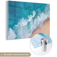 MuchoWow Glasschilderij 150x100 cm - Schilderij acrylglas - Strand - Water - Zee - Foto op glas - Schilderijen