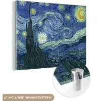MuchoWow Glasschilderij 120x90 cm - Schilderij acrylglas - Sterrennacht - Schilderij - Oude meesters - Vincent van Gogh - Foto op glas - Schilderijen