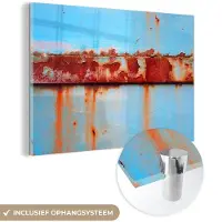 MuchoWow Glasschilderij 150x100 cm - Schilderij acrylglas - Metalen - Roest - Vintage - Staal - Foto op glas - Schilderijen