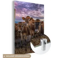 MuchoWow Glasschilderij 120x160 cm - Schilderij acrylglas - Koe - Dieren - Koeien - Foto op glas - Schilderijen