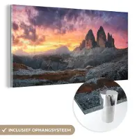MuchoWow Glasschilderij 120x60 cm - Schilderij acrylglas - Rotsen - Berg - Zonsondergang - Landschap - Foto op glas - Schilderijen