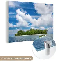 MuchoWow Glasschilderij 180x120 cm - Schilderij acrylglas - Eiland - Zomer - Tropisch - Foto op glas - Schilderijen