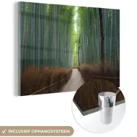 MuchoWow Glasschilderij 180x120 cm - Schilderij acrylglas - Bamboe - Pad - Bos - Foto op glas - Schilderijen