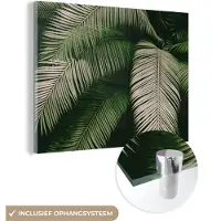 MuchoWow Glasschilderij 40x30 cm - Schilderij acrylglas - Palmbladeren - Zomer - Tropisch - Foto op glas - Schilderijen