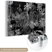 MuchoWow Glasschilderij 30x20 cm - Schilderij acrylglas - Palm - Jungle - Tropical - Foto op glas - Schilderijen