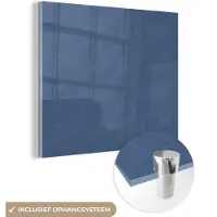 MuchoWow Glasschilderij 20x20 cm - Schilderij acrylglas - Leer - Blauw - Dierenhuid - Foto op glas - Schilderijen