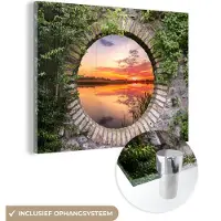MuchoWow Glasschilderij 40x30 cm - Schilderij acrylglas - Zee - Zonsondergang - Doorkijk - Foto op glas - Muurdecoratie woonkamer - Wanddecoratie slaapkamer - Schilderijen
