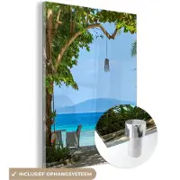 MuchoWow Glasschilderij 30x40 cm - Schilderij acrylglas - Tropisch - Strand - Zee - Foto op glas - Schilderijen