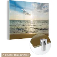 MuchoWow Glasschilderij 40x30 cm - Schilderij acrylglas - Zee - Zomer - Strand - Foto op glas - Schilderijen