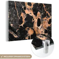 MuchoWow Glasschilderij 30x20 cm - Schilderij acrylglas - Marmer - Steen - Luxe - Foto op glas - Schilderijen