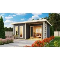 Karibu | Mainburg 5 Sauna Set A Terragrijs | Kachel 9 kW Externe Bediening