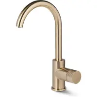 BLUE LABEL Brondby Facet Wastafelkraan Hoog C-uitloop - Geborsteld Goud PVD - Zonder Waste - Messing - Kranen, Wastafelkranen, Opbouw Wastafelkranen
