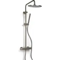 BLUE LABEL Brondby Facet Douchesysteem - Geborsteld Nikkel PVD - Messing - Kranen, Douchekranen, Douchesets, Opbouw Douchesets, Stortdouches - Kranen, Douchekranen, Douchesets, Opbouw douchesets,