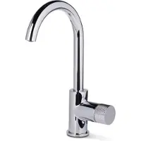 BLUE LABEL Brondby Facet Wastafelkraan Hoog C-uitloop - Chroom - Zonder Waste - Messing - Kranen, Wastafelkranen, Opbouw Wastafelkranen
