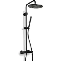 BLUE LABEL Brondby Facet Douchesysteem - Mat Zwart - Messing - Kranen, Douchekranen, Douchesets, Opbouw Douchesets, Stortdouches - 8711802004722 - Kranen, Douchekranen, Douchesets, Opbouw douchesets,