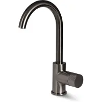 BLUE LABEL Brondby Facet Wastafelkraan Hoog C-uitloop - Geborsteld Gunmetal PVD - Zonder Waste - Messing - Kranen, Wastafelkranen, Opbouw