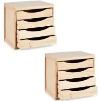 Kipit 2x Stuks Kantoor organiser ladeblokken hout 39 x 30 x 38 cm - 5x lades - Ladeblok
