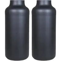Floran Set van 2x bloemenvazen - mat zwart glas - H35 x D15 cm - Vazen