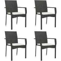vidaXL Tuinstoelen 4 st met kussens poly rattan zwart