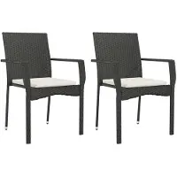 vidaXL Tuinstoelen 2 st met kussens poly rattan zwart