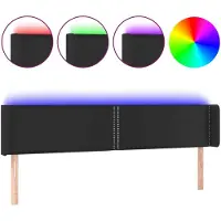vidaXL Hoofdbord LED 203x16x78/88 cm kunstleer zwart