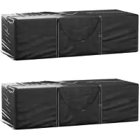 vidaXL Opbergtassen tuinkussens 2 st 135x40x55 cm polyetheen zwart