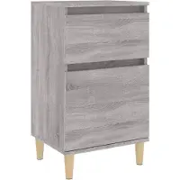 vidaXL Nachtkastje 40x35x70 cm bewerkt hout grijs sonoma eikenkleurig