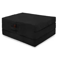Blomster - Opvouwbaar Matras - 3-delig Vouwmatras - Logeermatras - Logeerbed - Wasbare Hoes - 190x80x9 cm - Zwart