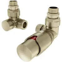 Eastbrook Valve radiator aansluitset haaks gedraaid met thermostaat messing geborsteld