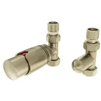 Eastbrook Valve radiator aansluitset recht met thermostaat messing geborsteld