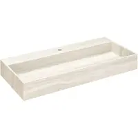 Saniclear White Travertin marmer wastafel 100x46cm met kraangat