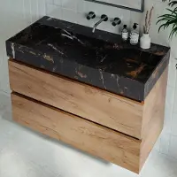 Fontana Portoro Gold badkamermeubel warm eiken 100cm zonder kraangat