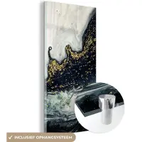 MuchoWow Glasschilderij 20x40 cm - Schilderij acrylglas - Marmer - Abstract - Goud - Luxe - Foto op glas - Schilderijen