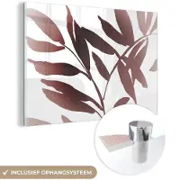 MuchoWow Glasschilderij 30x20 cm - Schilderij acrylglas - Bladeren - Design - Abstract - Foto op glas - Schilderijen