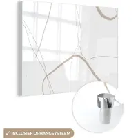 MuchoWow Glasschilderij 160x120 cm - Schilderij acrylglas - Abstract - Minimalisme - Line art - Foto op glas - Schilderijen